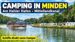 Camping in Minden am Mittellandkanal | Am Hahler Hafen – mit Schiffen vorm Campe