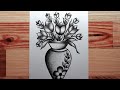 How To Draw Flower With Vase Flower Pot Drawing With Pencil Drawing CreativityStudio