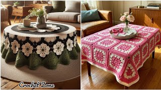 Creative and Decorative Crochet Coffee table cover design model. #crochet #knitting #diy #homedecor 