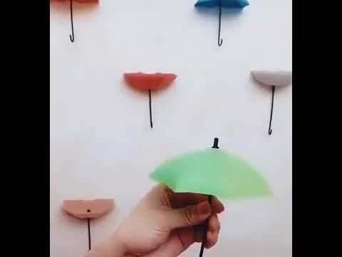 Colorful decorative umbrella drop style hat keys hanger hook...