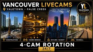 🔴 Vancouver Live Cam | Yaletown Multi-Cam, Seawall, Skyline & Construction live webcam