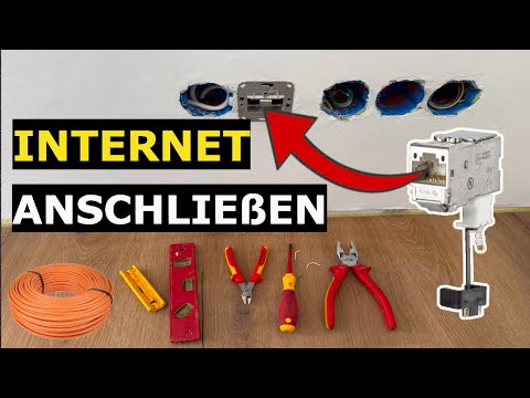 Connect the network socket. Connect the Cat7 cable to the Cat6a module. Wire the RJ45 LAN data so...