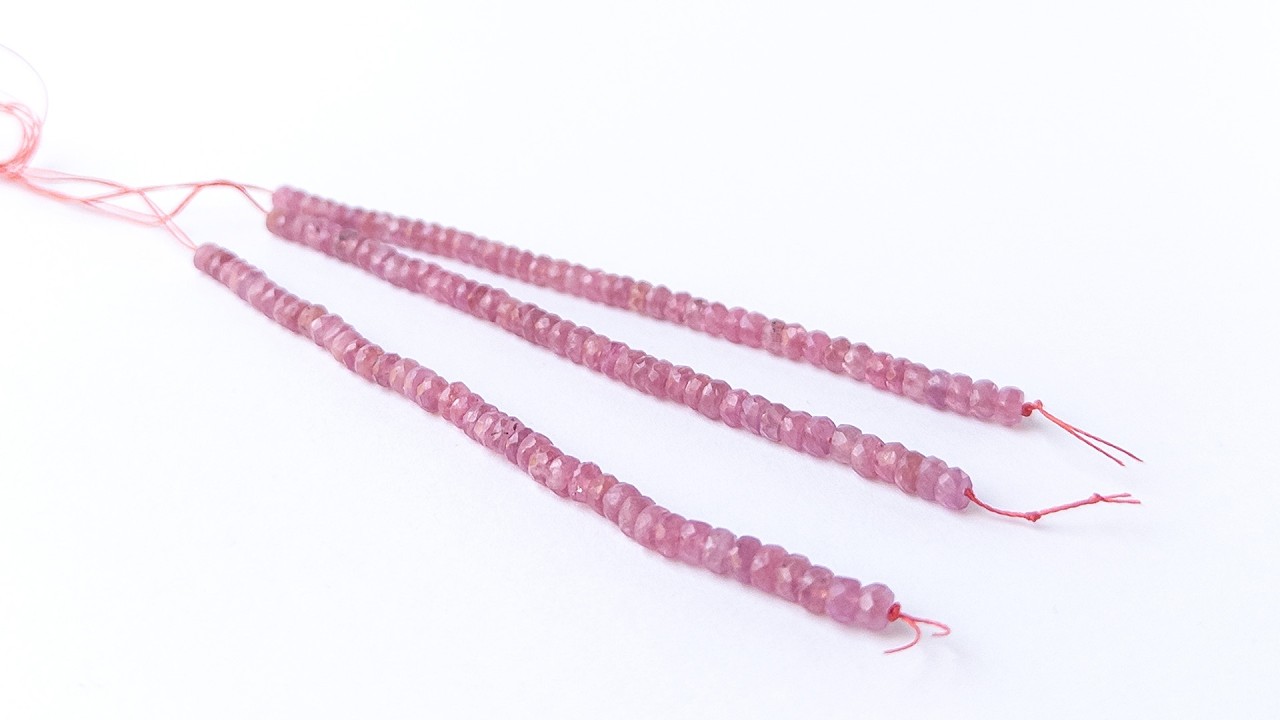Ruby | Faceted Rondelle | 4.2mm Bead Size | 10cm Strand Length | 21 Pieces video
