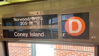 IND Subway: R68 (D) Train Ride from Coney Island to Norwood-205th St via Sea Beach / Concourse Exp