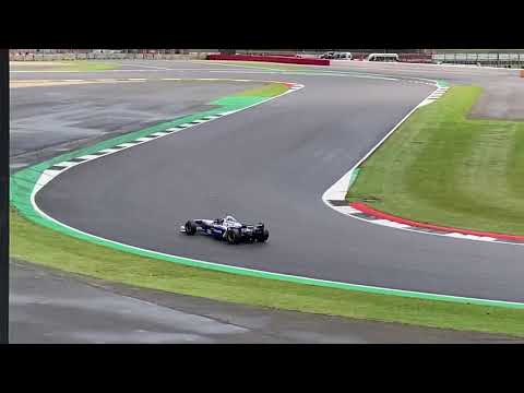 Damon Hill in his 1996 Formula One F1 championship winning Williams at Silverstone Classic 2021
