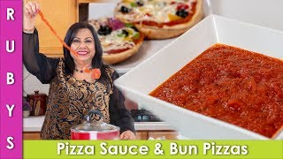 Pizza Sauce Recipe aur Bun Pizzas in Urdu Hindi – RKK