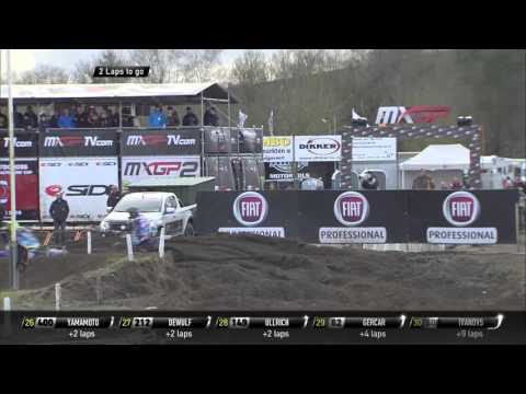 Romain Febvre passes Jeremy Van Horebeek MXGP of Europe MXGP Race 2 - Motocross