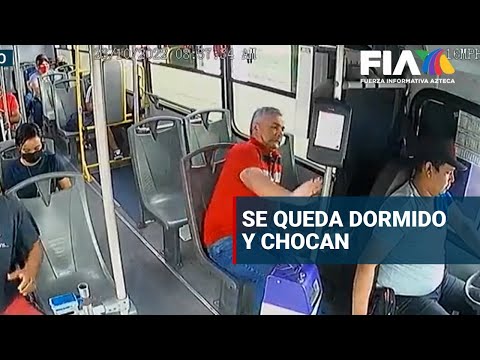 Chofer de AUTOBÚS se queda DORMIDO y provoca accidente