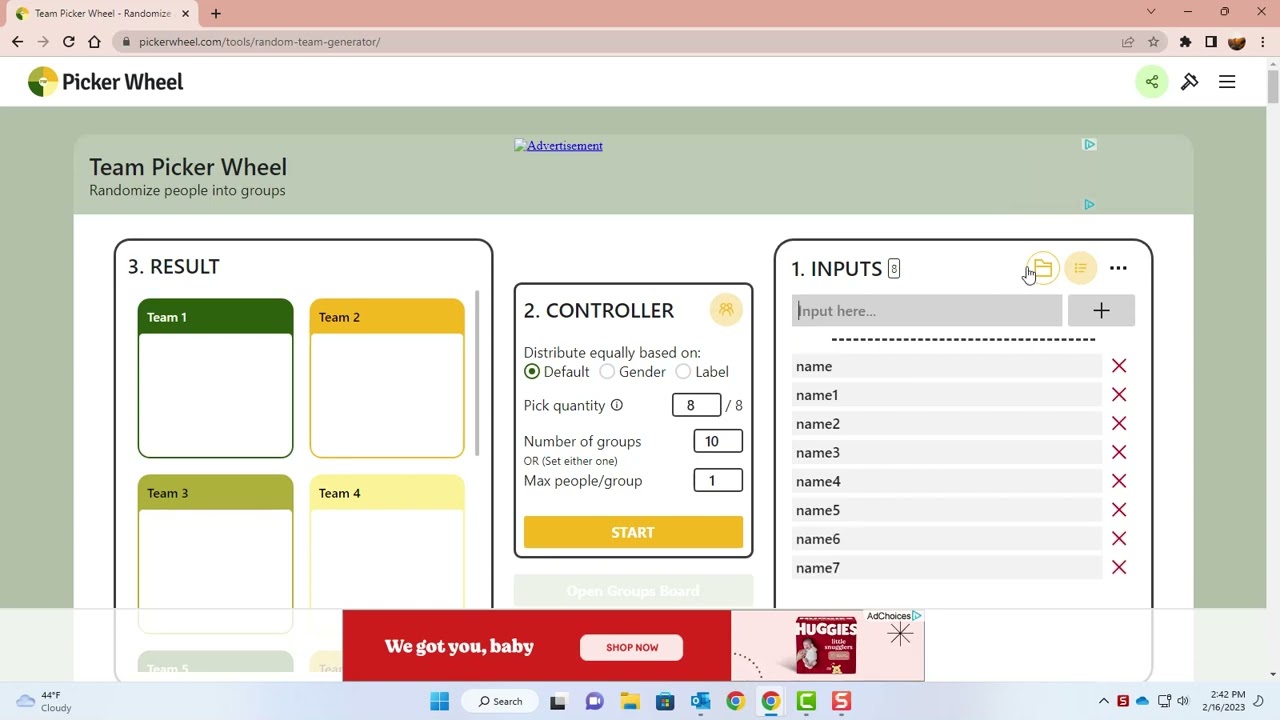 Team Picker Wheel Video Example