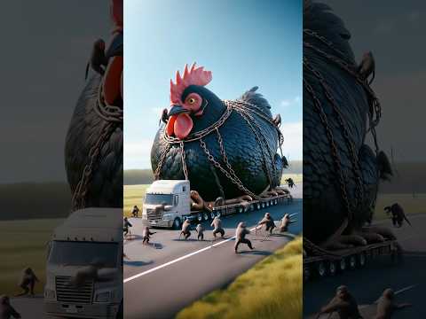 Tied to the track, the chicken was freed by the monkeys! #ai #chicken #monkey