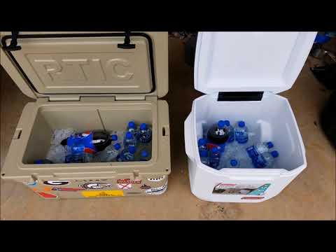 4-day Ice Test:  Rtic 45 vs. Coleman Marine Coastal Xtreme, 40 qt.
