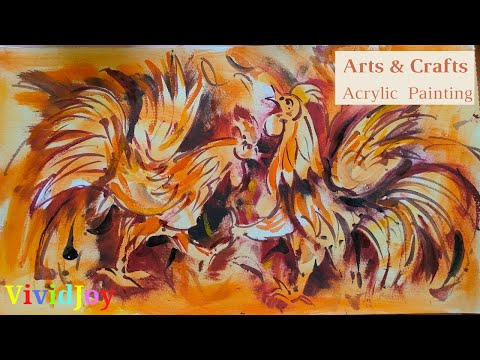 Roosters – Acrylic Painting VividJoy
