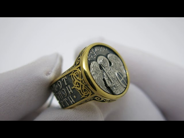 Срібна каблучка "Архангел Михаїл" кмх51 Відео огляд
