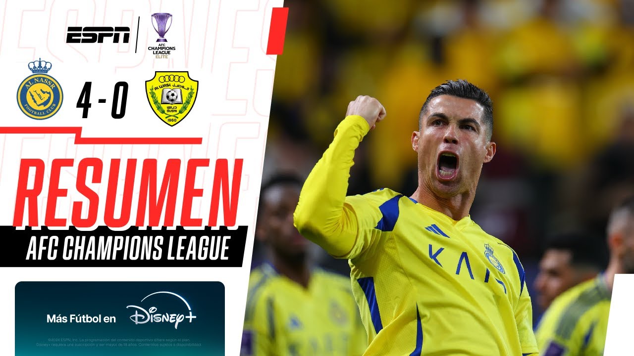 DOBLETE TOP DE CR7 Y PALIZA DE AL-NASSR EN CHAMPIONS ASIÁTICA | AL-Nassr 4-0 Al-Wassl | RESUMEN