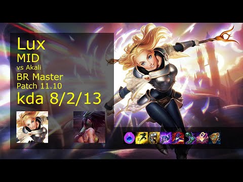 Lux vs Akali Mid - BR Master 8/2/13 Patch 11.10 Gameplay