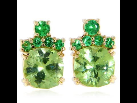 Cercei Aur Galben 14 k Peridot Granat Verde Tsavorit Naturale - Armonie Subtila