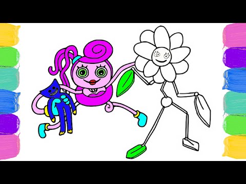 Mommy Long Legs and DAISY Coloring Pages. Poppy Playtime . Page de coloriage Mommy Long Legs