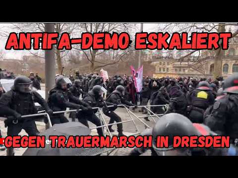 Antifa eskaliert in Dresden - Durchbrüche und Blockaden bei Trauermarsch an Bombenopfer | 14.02.2026