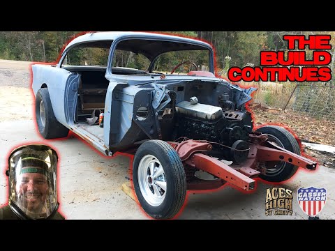The Build Continues! Narrowing rearend, mocking up ladder bars, Aces High 57 Chevy Build Episode 4