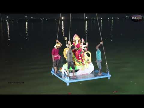 Durga mata nimajjanam in hyderabad hussain sagar tank bund hyderabad Video