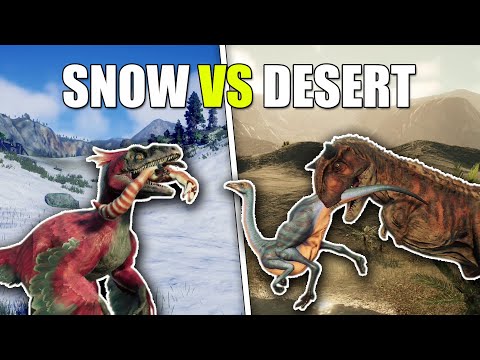 200 Snow Vs 200 Desert Dinosaurs FIGHT Inside ONE ECOSYSTEM In Jurassic World Evolution 2