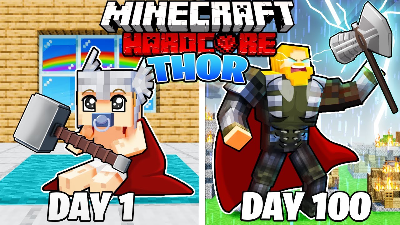 I Survived 100 DAYS as THOR in HARDCORE Minecraft!