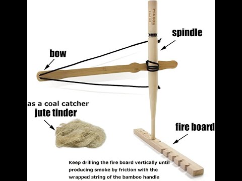 PSKOOK Bow Drill Kit Fire Starter, Survival Practice Friction Fire Tool