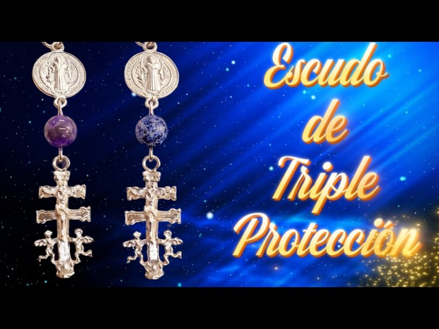 Vídeo relacionado con Pulsera triple amuleto de protección con nudo de bruja, llave escapulario de San Benito y cruz de Caravaca de Plata de Ley - Amuleto triple protección de Plata de Ley