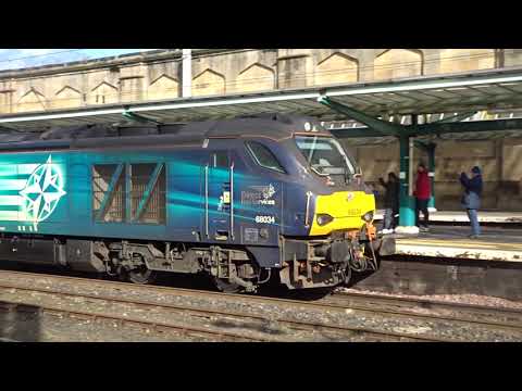 The Class 68 DRS No.68034 'Rail Riders 2020' with Rail Containers was passed through at Carlisle.