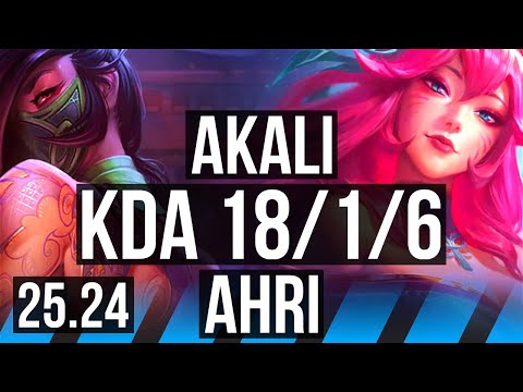 AKALI vs AHRI (MID) | 18/1/6 | EUW Master | 25.24