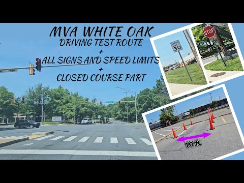MVA White Oak, MD Driving Test Route 2025 + Closed Course Part + All Signs and Speed Limits