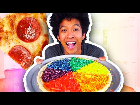 Farbenfrohe Pizza - Kochrezept für einen Partygag
