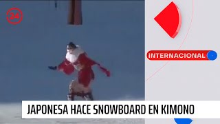 Japonesa sorprende haciendo snowboard en kimono 24 Horas TVN Chile Mp4 3GP & Mp3