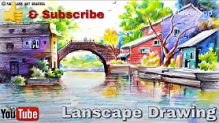 preview picture of video 'How To Draw Very Easy And Simple Colourful Landscape. Time-Lapse... Colour Pencils Stroke'