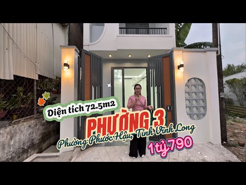 Nhà Phường Phước Hậu, Tỉnh Vĩnh Long, 1 trệt 1 lầu, 72.5m2, 1ty790