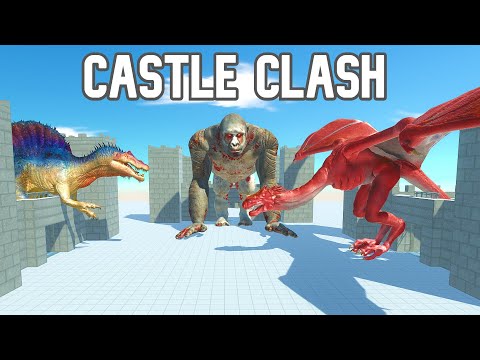 CLASH OF THE 3 ARMIES in destructible CASTLE - animal revolt battle simulator castle - arbs