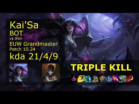 Kai'Sa ADC vs Jhin - EUW Grandmaster 21/4/9 Patch 10.24 Gameplay