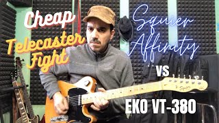Video thumbnail for CHEAP TELECASTER COMPARISON - Squier Fender Affinity vs EKO vs EKO BRASS SADDLE by Mefrè Guitar & Co