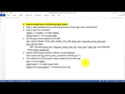 How to fix error Archive log full in Oracle