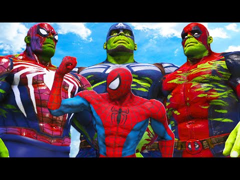 SPIDERMAN MUSCLE vs TEAM HULK MASHUP (Spider-Hulk, Captain Hulk, Hulkpool)
