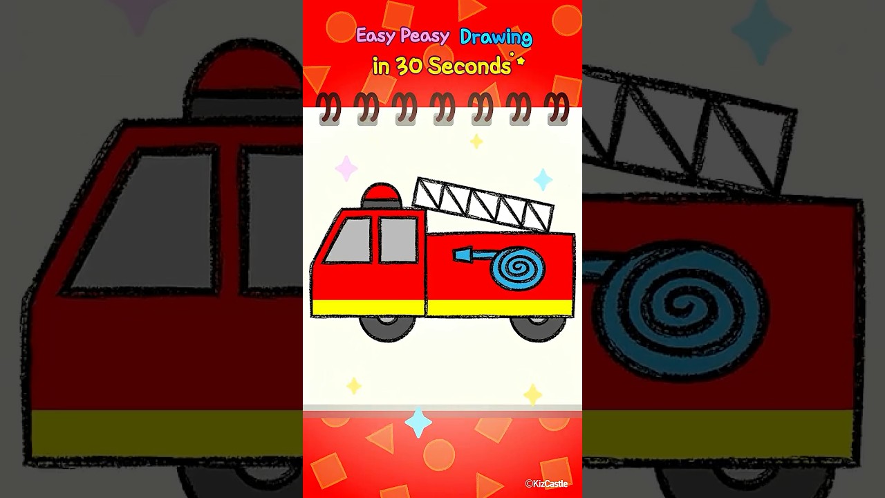Draw a Fire Truck in 30 Seconds! 🚒✏️ | Easy Drawing for Kids #JunyTony #Shorts