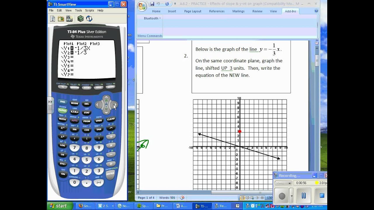 y = -1/3x shifting up three spaces