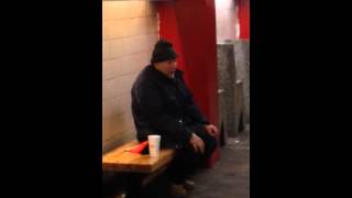 Guy at downtown crossing singing Papa won&#39;t you dance with