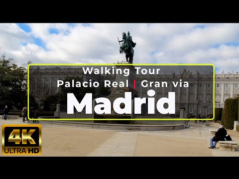 Madrid | Walking tour in January 2022 | Gran Via | Spain | 4K | UHD