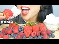 ASMR FRESH STRAWBERRY BLUEBERRY RASPBERRY WHIPPED CREAM EATING SOUNDS NO TALKING SAS ASMR