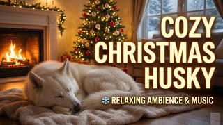 Cozy Christmas Ambience ❄️ Sleeping Husky & Soft Music