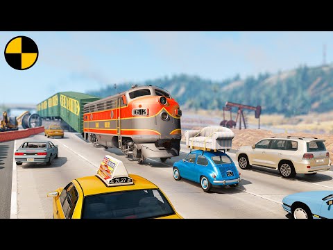 Trains on Highway 😱 BeamNG.Drive