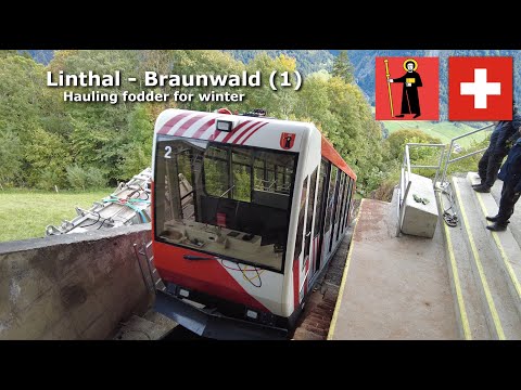 Linthal - Braunwald (1) Hauling fodder for winter (Oct 2025) #Switzerland #Braunwald #funicular