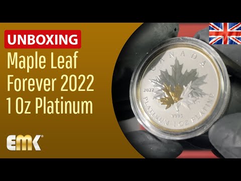 Coin of the Month Unboxing Maple Leaf Forever 2022 1 Oz Platinum Reverse Proof Yellow Gold Plating