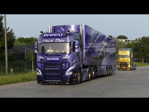 Ciney Truckshow 2022 : truck arrivals ! The most beautiful trucks in Europe, open pipes Scania V8 !